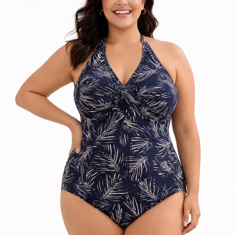 Michael Kors Palm Print Halter One Piece Swimsuit NWT Sz 10